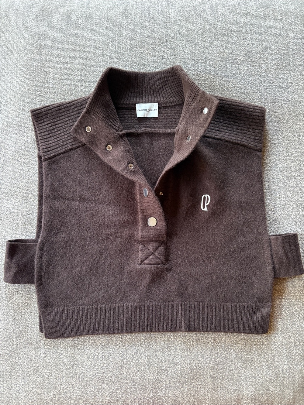 CLAUDIE PIERLOT Mimu Marron Rich Dark Brown Wool Vest Sweater Jumper Sz 6 Medium